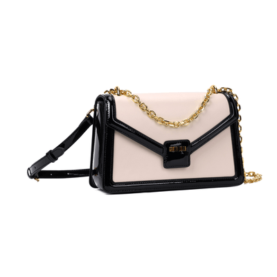 Bolsa Envelope Preto E Branco Soft Alça Corrente Transversal