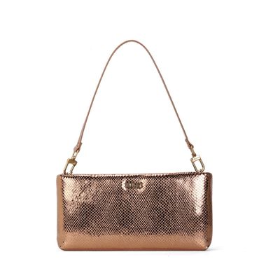 Bolsa Clutch Metalizada Bronze Alça De Ombro