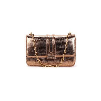 Bolsa Metalizada Bronze Alça De Ombro