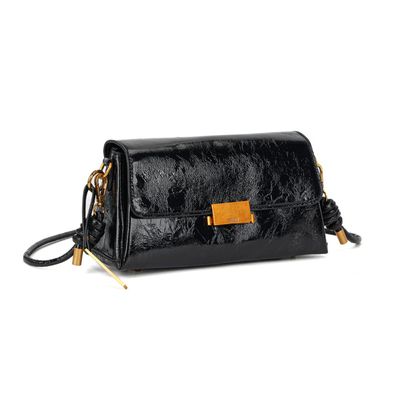 Bolsa Média Metalizada Crinkle Preta