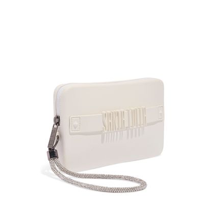Clutch Borracha Branca Alça De Mão