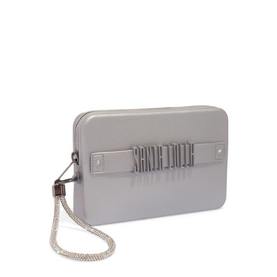 Clutch Borracha Cinza Alça De Mão