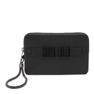 Clutch Borracha Preto Alça De Mão