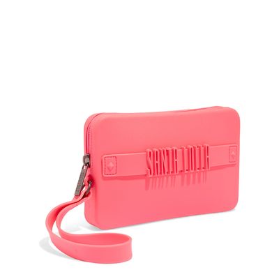 Clutch Borracha Rosa Alça De Mão
