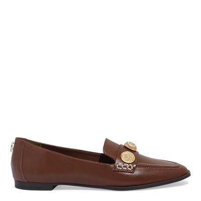 Mocassim Couro Nobre Soft Marrom Bico Quadrado