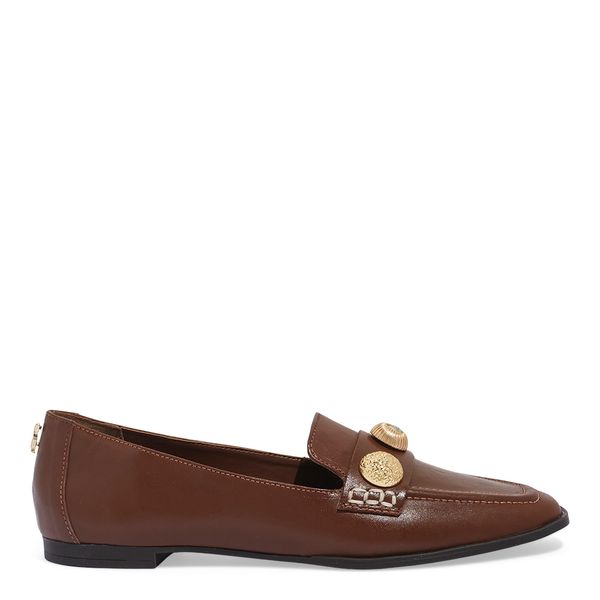 Mocassim Couro Nobre Soft Marrom Bico Quadrado