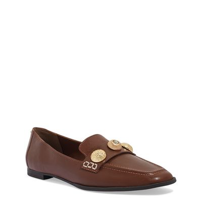 Mocassim Couro Nobre Soft Marrom Bico Quadrado