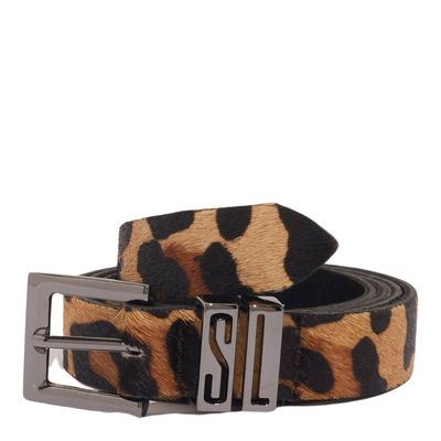 Cinto Couro Pelo Estampa Animal Print Onça