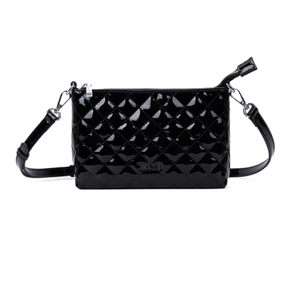 Bolsa Clutch Preta Envernizada Transversal
