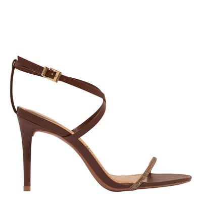 Sandalia Napa Soft Salto Alto Fino Marrom