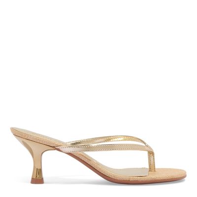 Mule Metalizado Specchio Dourado Salto Baixo