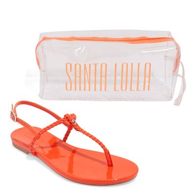 Kit Rasteira Verniz Anzeli Laranja E Nécessaire Transparente