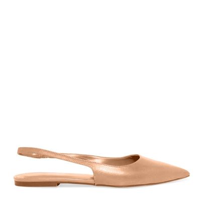 Sapatilha Slingback couro confort bege bico fino