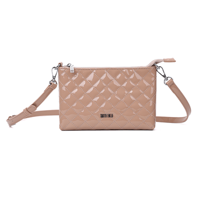 Bolsa Clutch Bege Ballet Envernizada Transversal