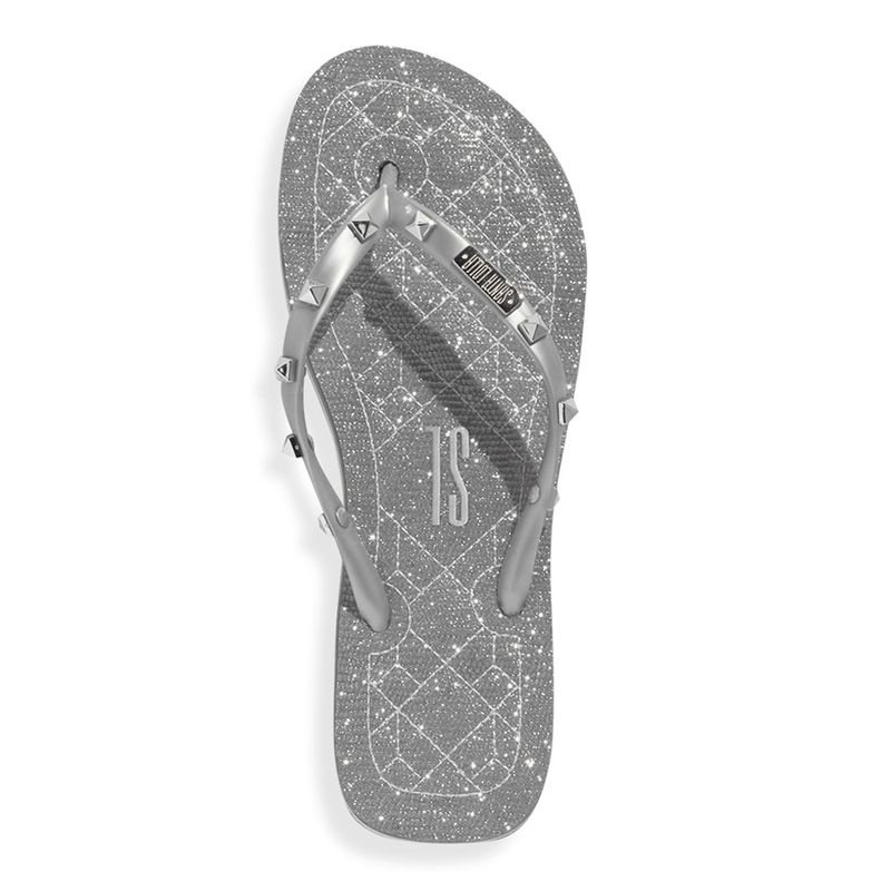 Flip Flop Shiny Prata Borracha Spikes - Santa Lolla Flip Flop Shiny Prata Borracha Spikes - Santa Lolla