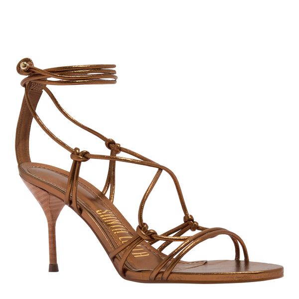 Sandália Metalizada Crinkle Bronze Amarração