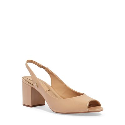 Sandália Peep Toe Couro Confort Bege