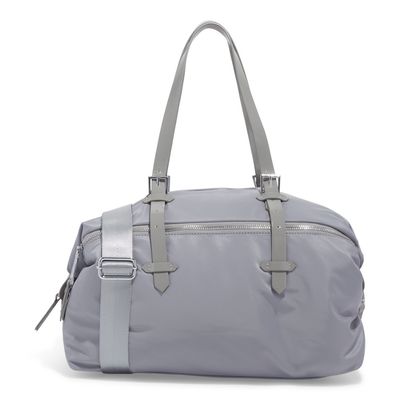 Bolsa Mala Nylon Grande Cinza Alça Tiracolo Removível