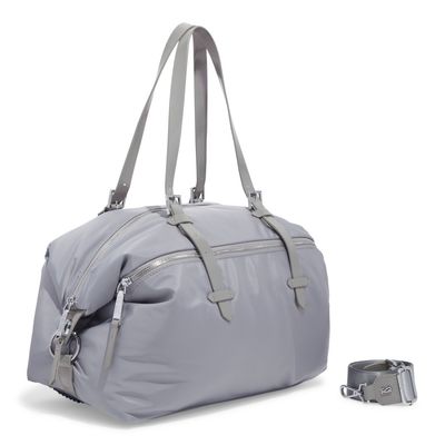 Bolsa Mala Nylon Grande Cinza Alça Tiracolo Removível