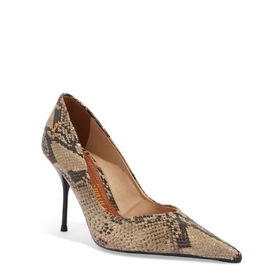 Scarpin One Couro Animal Print Cobra Salto Alto