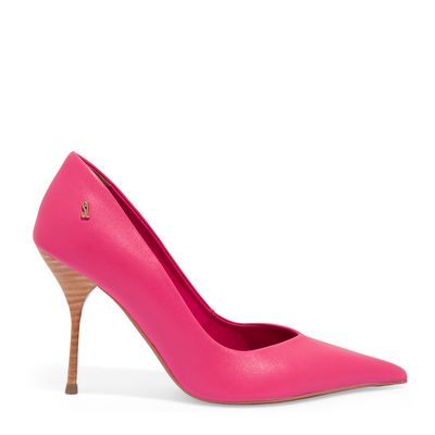 Scarpin One Couro Confort Rosa Pink Salto Alto