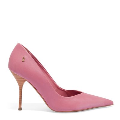 Scarpin One Couro Confort Rosa Salto Alto
