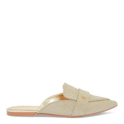 Mule Shiny Lizard Bico Fino Dourado