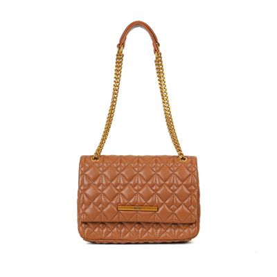 Bolsa Marrom Soft Matelassê Alça Corrente Dourada