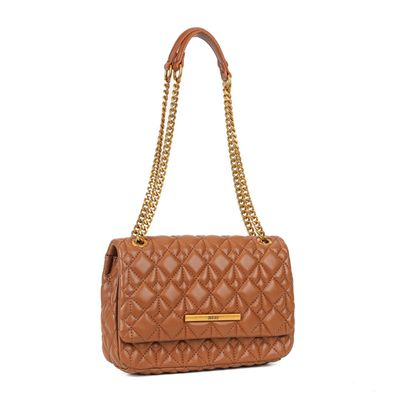 Bolsa Marrom Soft Matelassê Alça Corrente Dourada