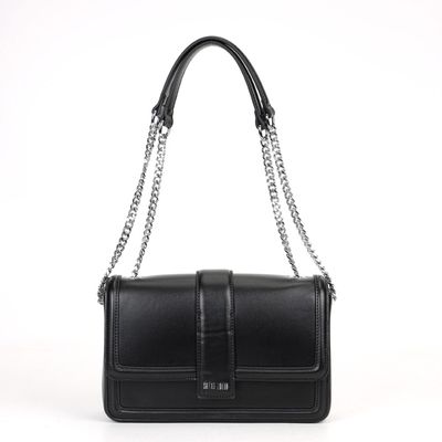 Bolsa Preta Soft Alça Corrente Tiracolo