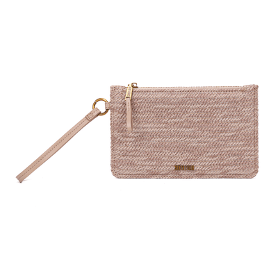 Clutch Bege Palha Tramado Alça De Mão