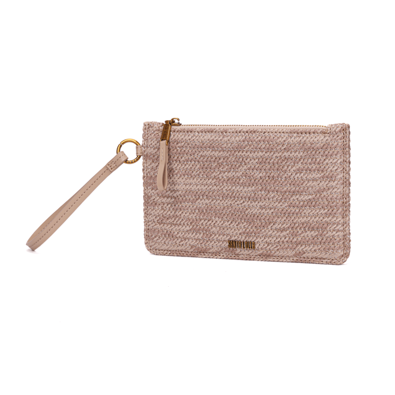 Clutch Bege Palha Tramado Alça De Mão - Santa Lolla