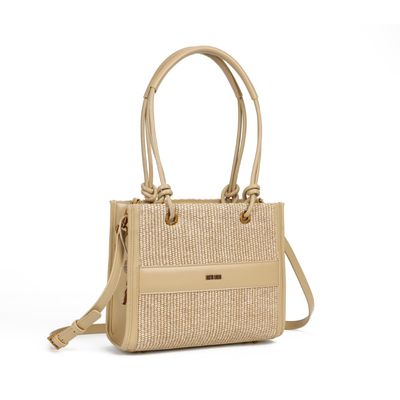 Bolsa Tote Tramado Bege Duas Alças