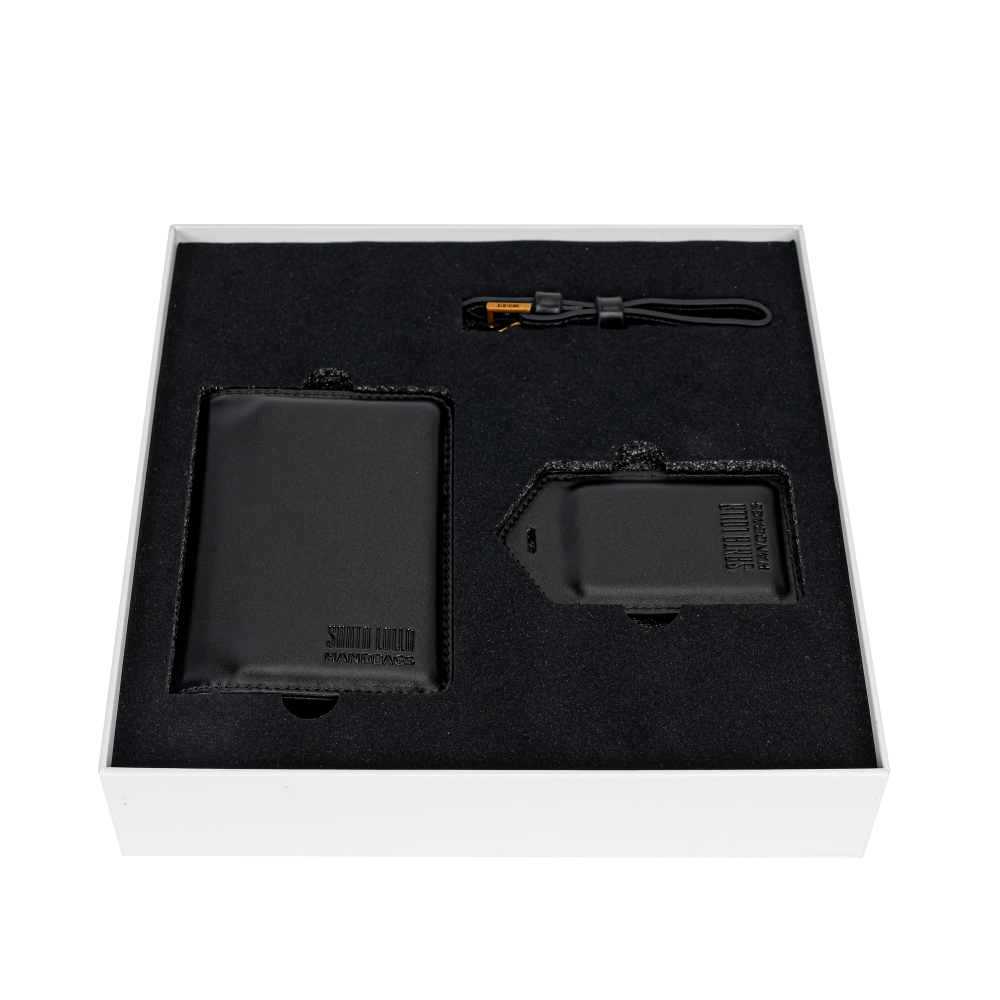 Kit Porta Passaporte E Tag De Mala Preto Soft