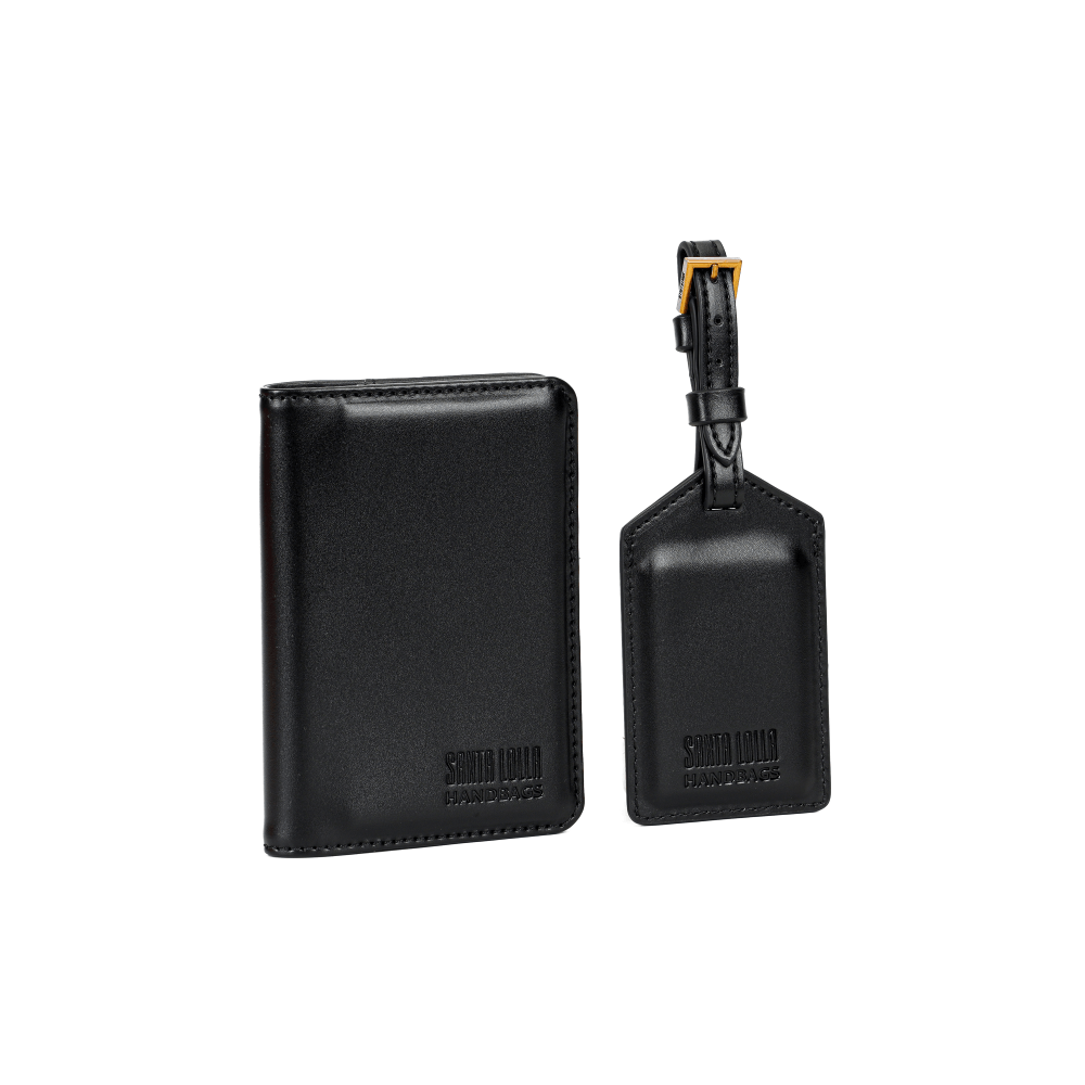 Encontraproduto.com.br - Kit Porta Passaporte E Tag De Mala Preto Soft
