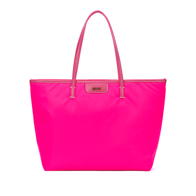 Bolsa Shopper Universitária Grande De Nylon Rosa Neon Pink