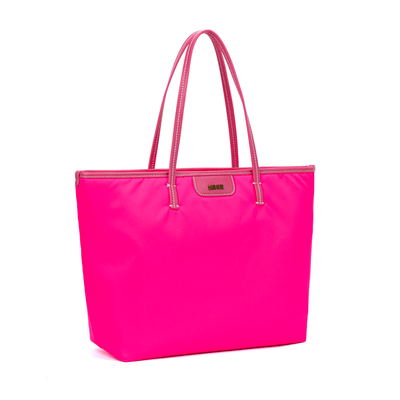 Bolsa Shopper Universitária Grande De Nylon Rosa Neon Pink