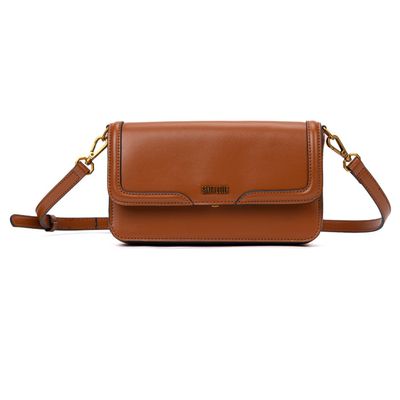 Bolsa Flap Bag Soft Marrom Alça Transversal
