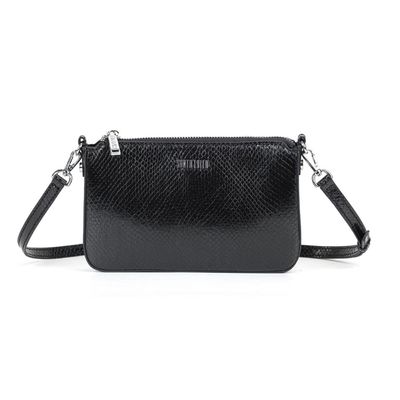 Bolsa Transversal Metalizada Preta Snake