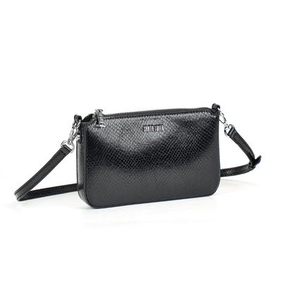 Bolsa Transversal Metalizada Preta Snake