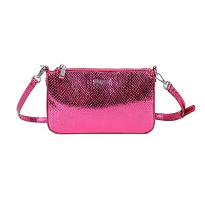 Bolsa Transversal Metalizada Bronze Snake