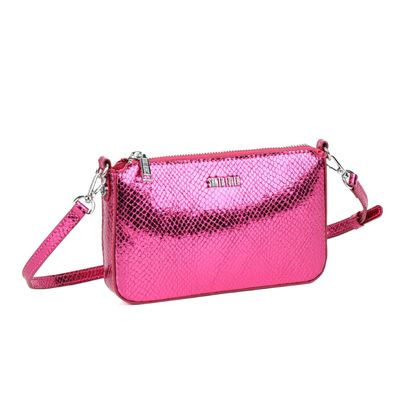 Bolsa Transversal Metalizada Bronze Snake