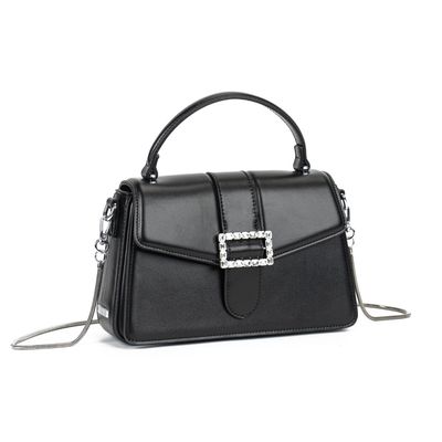 Bolsa Pequena Soft Preto Fivela Brilho