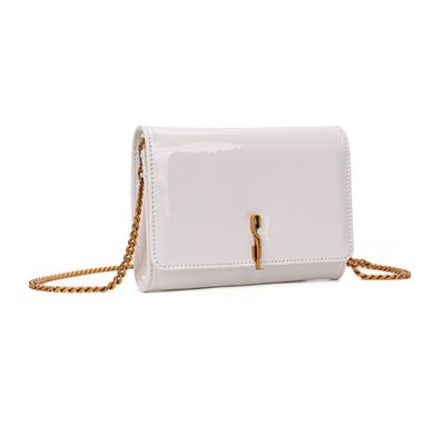 Bolsa Carteira Verniz Off White Alça Transversal