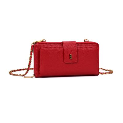 Bolsa Carteira Floater Vermelha Alça Corrente Transversal