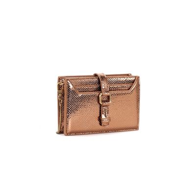 Bolsa Carteira Metalizada Bronze Alça De Ombro