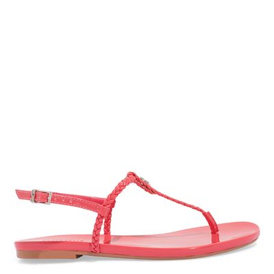 Kit Rasteira Verniz Anzeli Rosa E Nécessaire Transparente