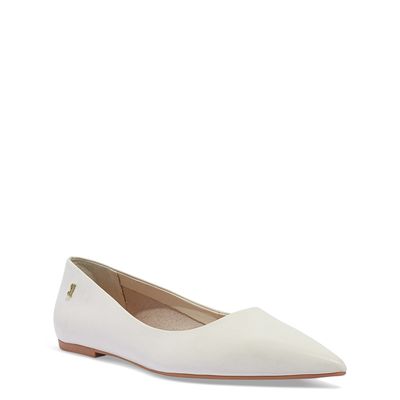 Sapatilha Bico Fino Couro Nobre Soft New Off White