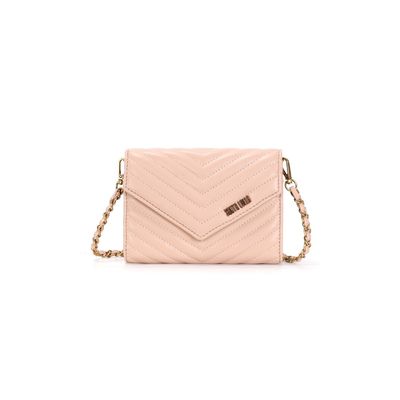 Bolsa Carteira Envelope Soft Bege Rosado Alça Corrente