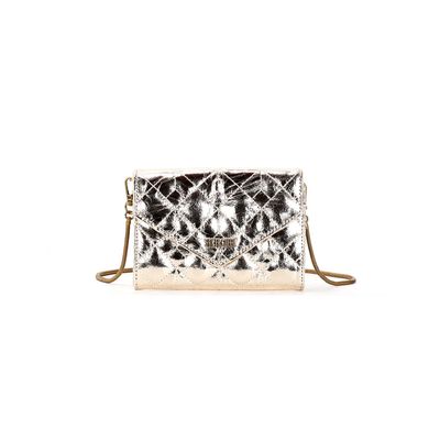 Bolsa Carteira Transversal Metalizada Crinkle Dourada